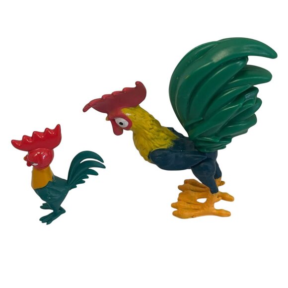 Vintage Colorful Rooster Figurines Set Of 2 Farmhouse Decor Collectibles 3.75" - Picture 2 of 6